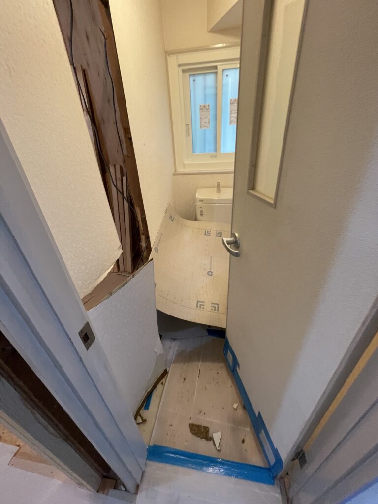 トイレ内壁を解体