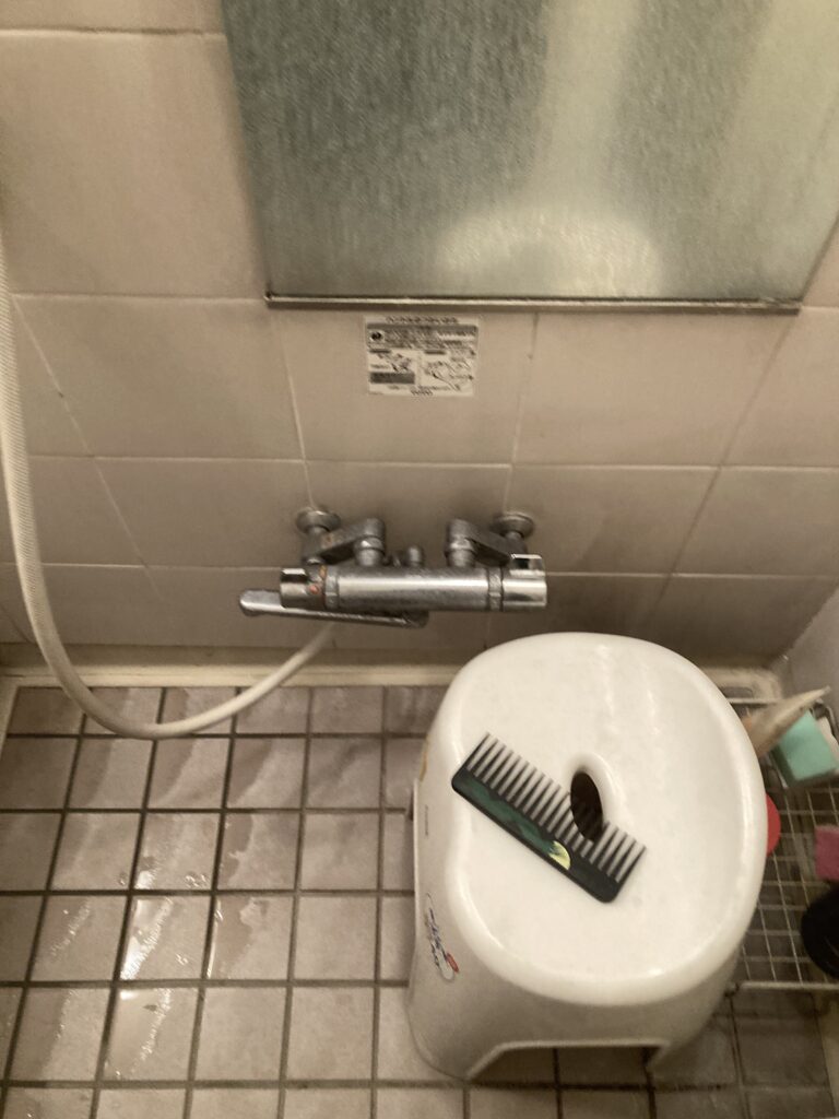 洗い場まわりに収納がないため、シャンプーなどが置きづらく不便でした。