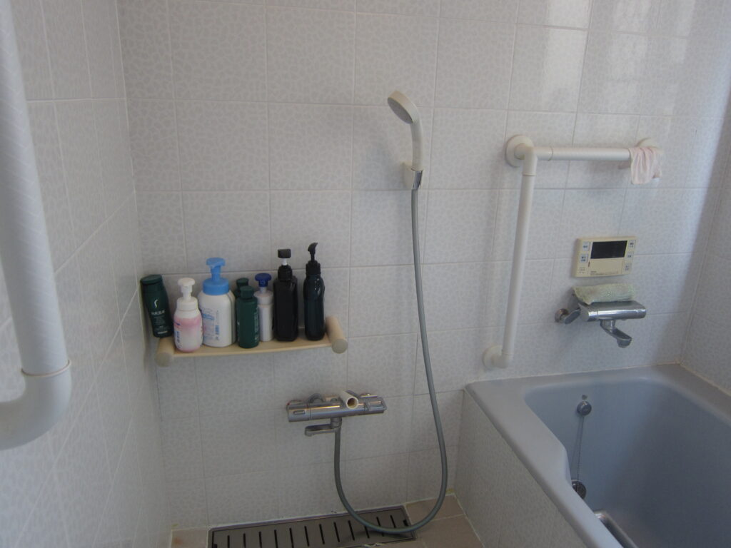 既存は手すりと、シャワーが別々についています。